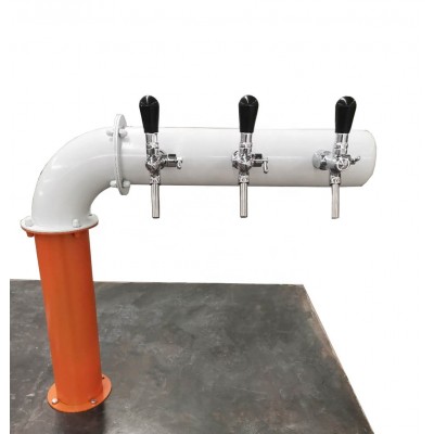 L shape orange and white beer tower with high-quality taps, L type bar pipe